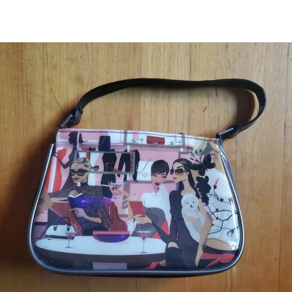 Alcantara Makeup Cosmetic Bag Pink Multi Patent Leather Style 8 X 6 - Picture 6 of 10